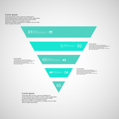 Sticker - Triangle infographic template consists of five blue parts on light background