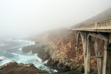 fog over a bridge near big sur california