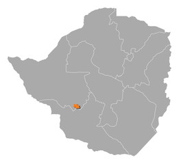 Naklejka na meble Map - Zimbabwe, Bulawayo
