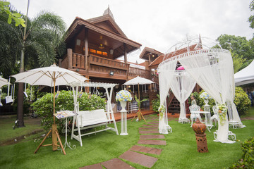 Thai house with Thai wedding ceremony