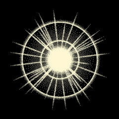 Wall Mural - Vintage dotwork star, sunburst or explosion with rays