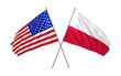 3d illustration of USA and Poland flags waving in the wind