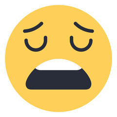 Sticker - Weary face - Flat Emoticon design | Emojilicious