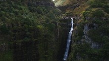 Over Waterfalls On Molokai To View Of Rocky Stream. Shot In 2010.