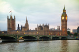 Fototapeta Big Ben - LONDON, UK - JULY 21, 2014: Big Ben and Houses of Parliament at sunset and first night lights