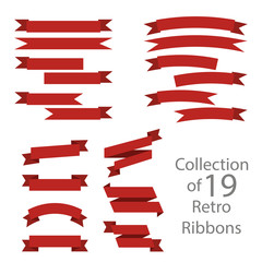 Wall Mural - collection of 19 retro ribbons on white background