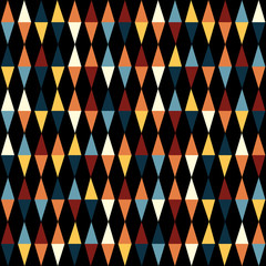 Wall Mural - retro geometric seamless pattern with triangles on black