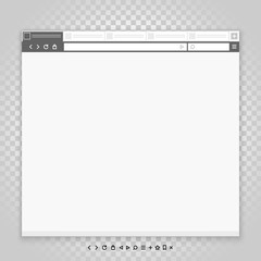 Leinwandbilder - Opened browser window template and different pictograms set. Pas