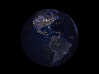 Wall Mural - planet earth on black background view from space 3d