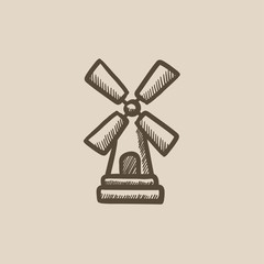 Sticker - Windmill sketch icon.