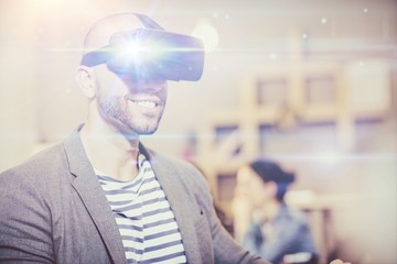 Poster - Male graphic designer wearing virtual glasses