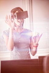Poster - Business woman using 3D glasses