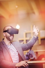 Poster - Male graphic designer wearing virtual glasses