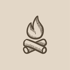 Poster - Campfire sketch icon.