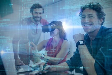Poster - Composite image of some blue matrix and codes