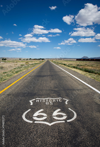 Photo Historic US Route 66 as it crosses though a rural area in the state of Arizona