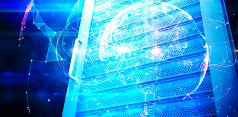 Poster - Composite image of global technology background in blue