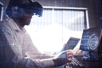 Poster - Composite image of blue and red technology interface