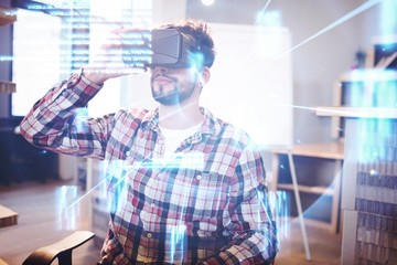 Poster - Composite image of blue and red technology interface