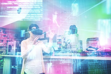 Poster - Composite image of blue and red technology interface