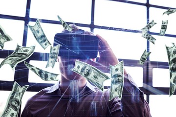Poster - Composite image of dollars flying