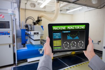 Poster - Composite image of cropped hand of man holding digital tablet