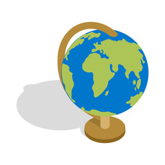 Poster - Globe icon in isometric 3d style isolated on white background. School supplies symbol
