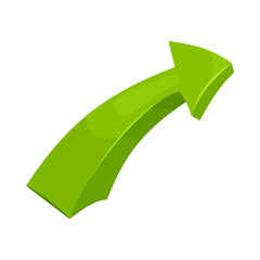 Poster - Green right arrow icon in cartoon style on a white background