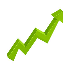 Poster - Green growth arrow chart icon in cartoon style on a white background