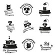 Pet grooming logo, label, bages black emblem collection