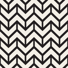 Vector Seamless Black And White Chevron ZigZag Lines Geometric Pattern