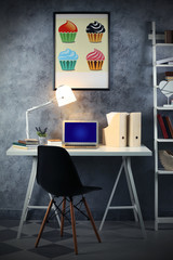 Wall Mural - Interior of modern workplace for designer, indoor