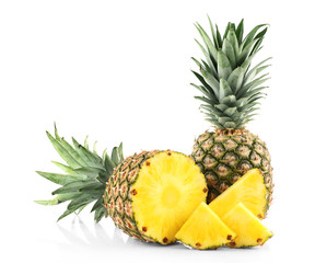 Wall Mural - Sliced pineapple, isolated on white