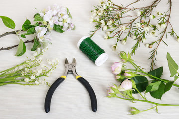 Sticker - Florist workspace: flowers and accessories.