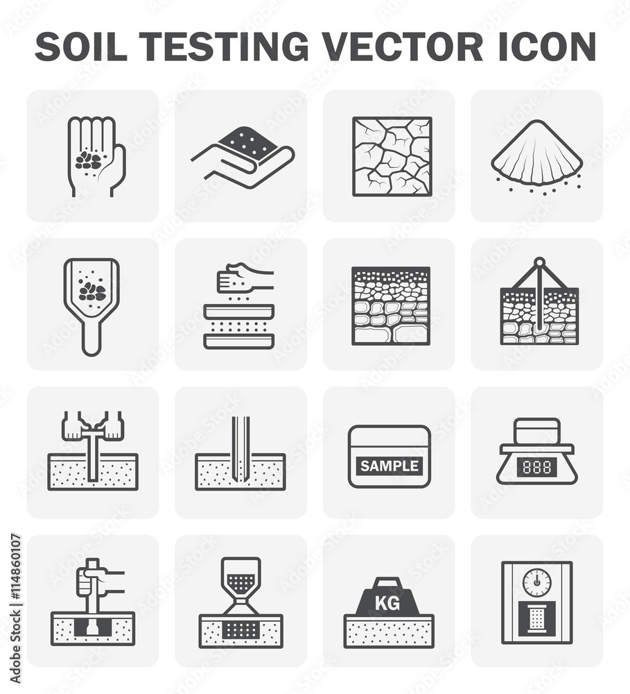Soil test vector icon i.e. bearing capacity, field density or sand cone ...