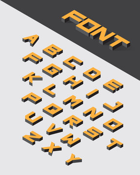 Isometric 3d type font set. Vector illustration