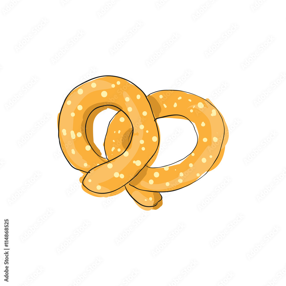 Pretzels icon in cartoon style isolated on white background. Food ...