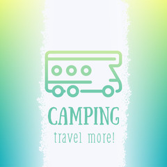 Canvas Print - camping van line icon, camper, logo element, vector illustration