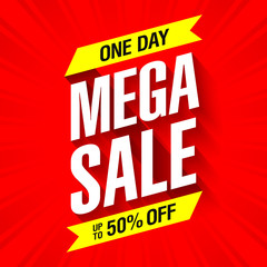 Wall Mural - Mega Sale banner, poster background. Big sale special offer, save up to 50%