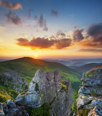 Wall Mural - mountain valley during sundown. natural summer landscape