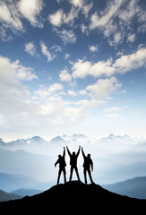 Wall Mural - team on mountain top. active life concept