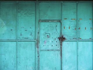 Wall Mural - Old iron door, blue-green