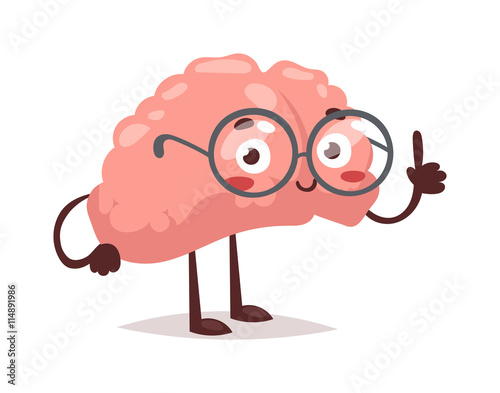 Smart brain character cartoon mind cute human organ. Creativity concept ...