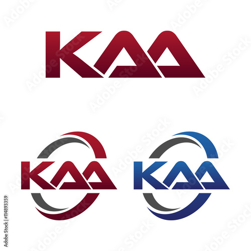 Modern 3 Letters Initial logo Vector Swoosh Red Blue kaa Poster