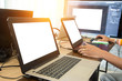 © sarawutnirothon - Man office work,Data analysis,Working groups are working with wi