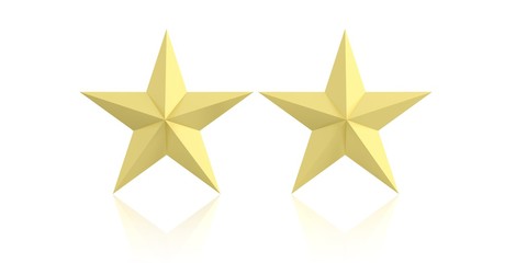 Two golden stars. 3d illustration