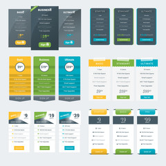 Wall Mural - set of pricing table design templates for websites and applications. vector pricing plans. flat styl