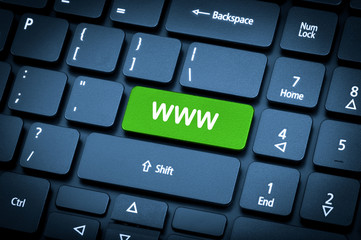 Fototapete - Laptop keyboard. The focus on the WWW key.