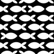 © dana891125 - Seamless texture with different shaped fishes. Endless black and white vector pattern. Template for design textile, backgrounds, packages, wrapping paper