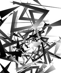 Poster - Geometric abstract art. Edgy, angular rough texture. Monochrome,